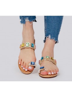 Sandalia dedo joyas azules...