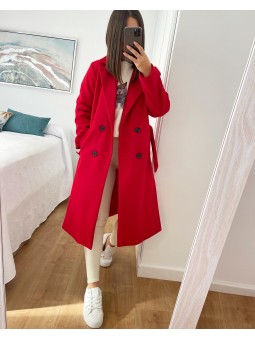 Abrigo largo rojo estilo...